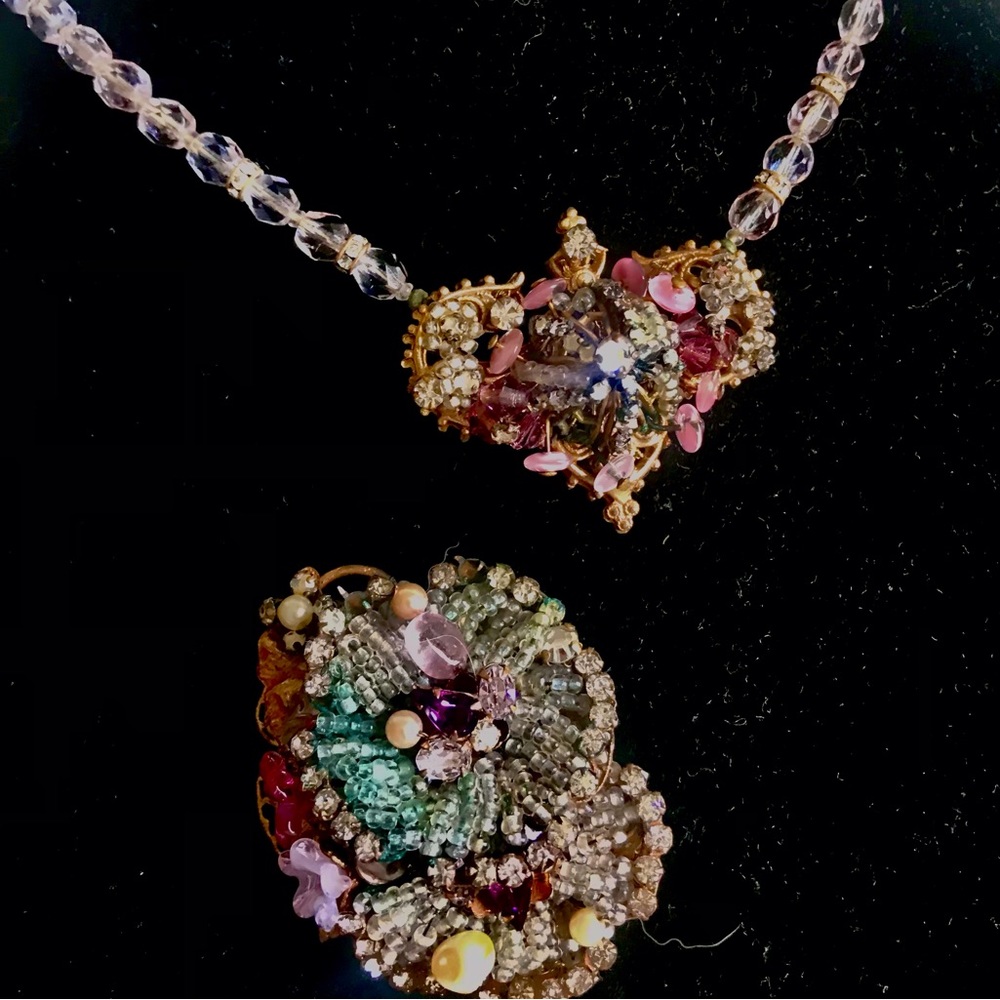 Very special brooch/necklace set “Original by Robert”M.Haskel style Romantic.